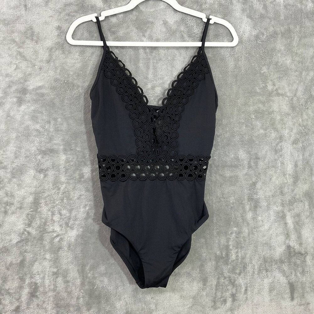 Becca by Rebecca Virtue Siren Women's Plunge Swimsuit Size Large Black